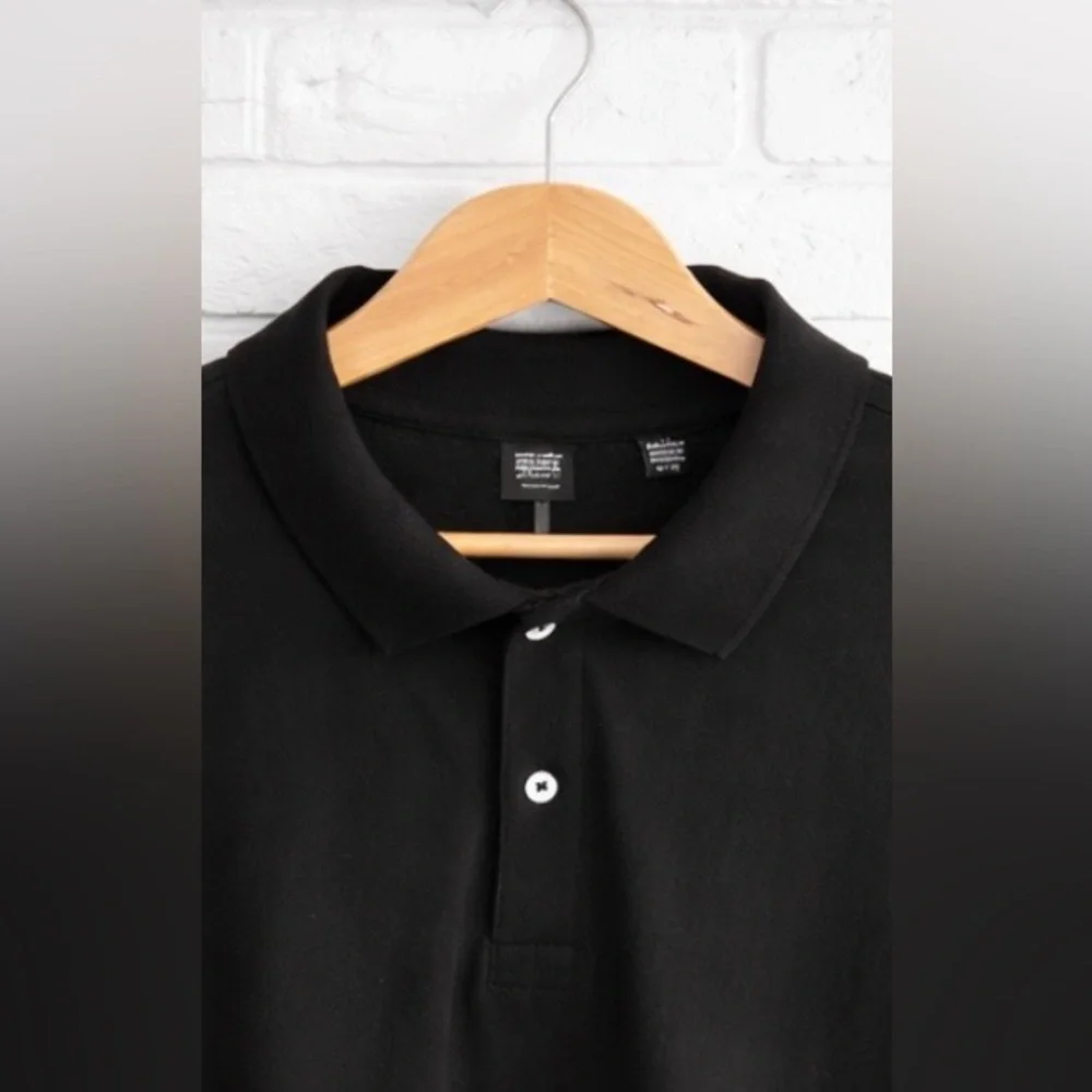 Only & Sons Black Long Sleeve Polo Shirt Mens XL Classic Collared Top - Picture 2 of 3